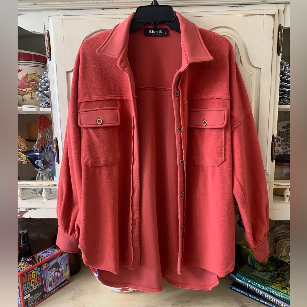 Blue B collection peach/pink button down shirt